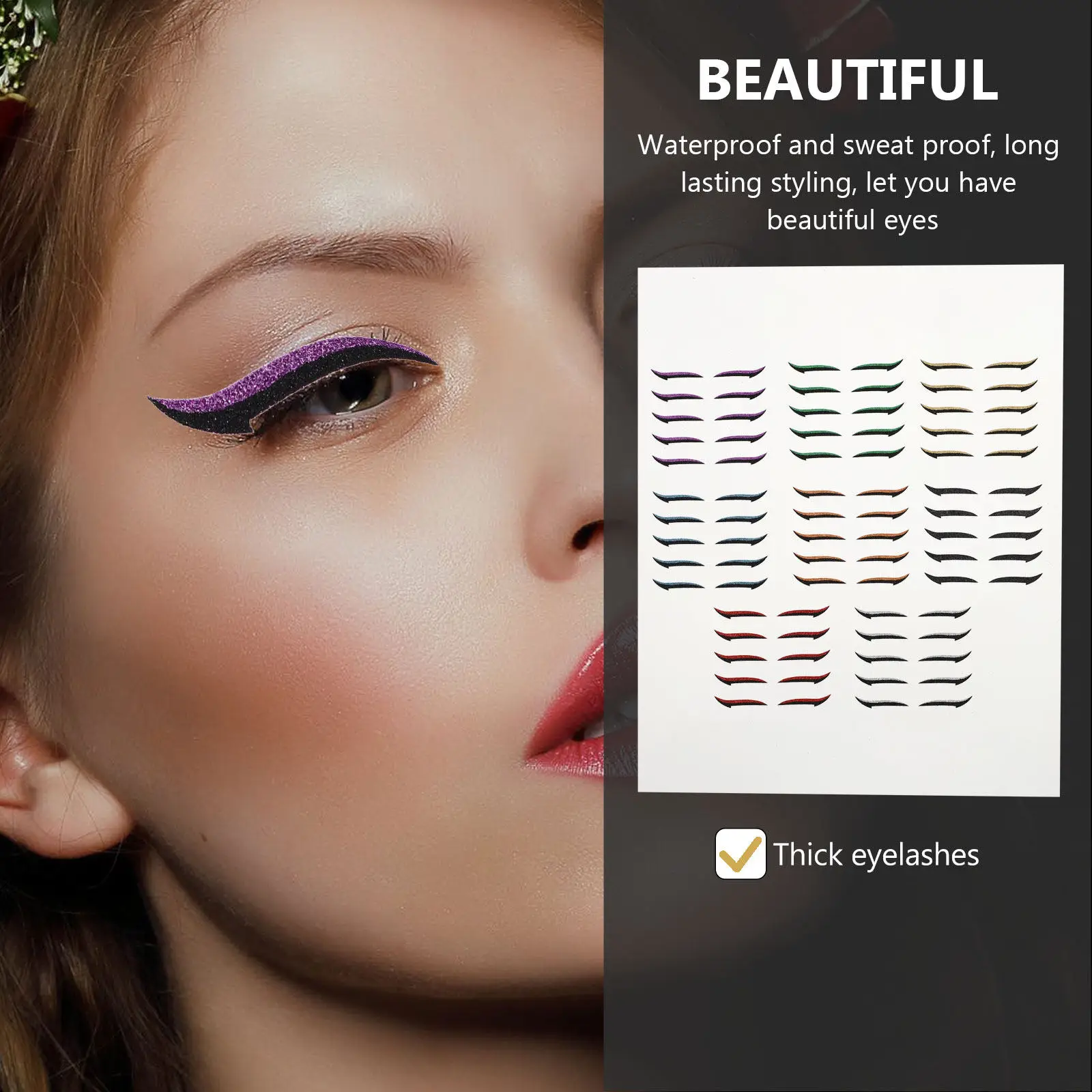 40Pairs Double Eyelid Strips Eyeliner Stickers Reusable Self Adhesive Eye Makeup Stickers Instant Invisible Cat Eyes Makeup