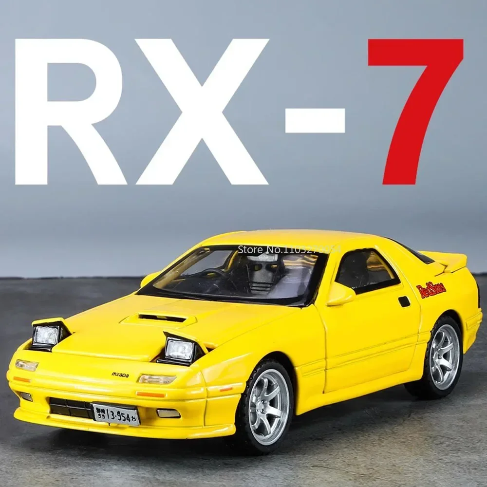 

1:32 Mazda RX7 игрушки из сплава, модель автомобиля, литой под давлением металлический звук, свет, откатные двери, открытые миниатюрные модели транспортных средств, коллекция подарков