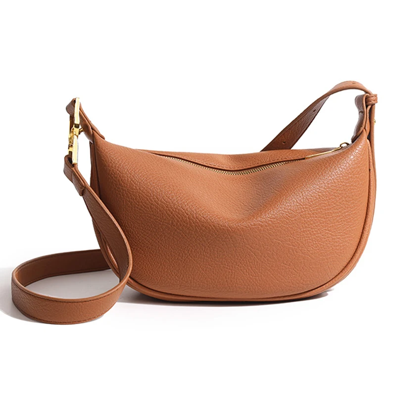 Large Capacity Genuine Leather Shoulder Crossbody Bag for Women Fashion Solid Color Cow Genuine Women Handbag Luxury Ladies Tote