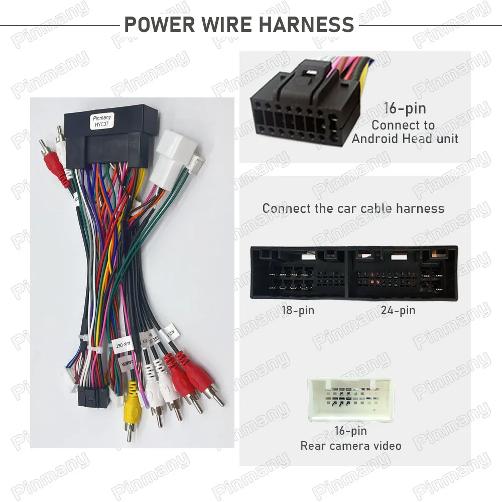 Car Radio Cable HYC37 Wire Harness Adapter with CAN Bus for Hyundai SantaFe Sonata Tucson, for KIA Sorento Ceed Cerato Sportage