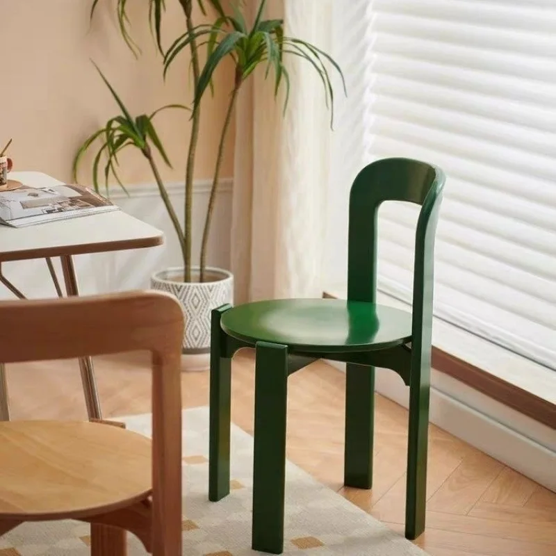 

Solid wood medieval dining chair home designer living room backrest small apartment color chair thickened Internet celebrity