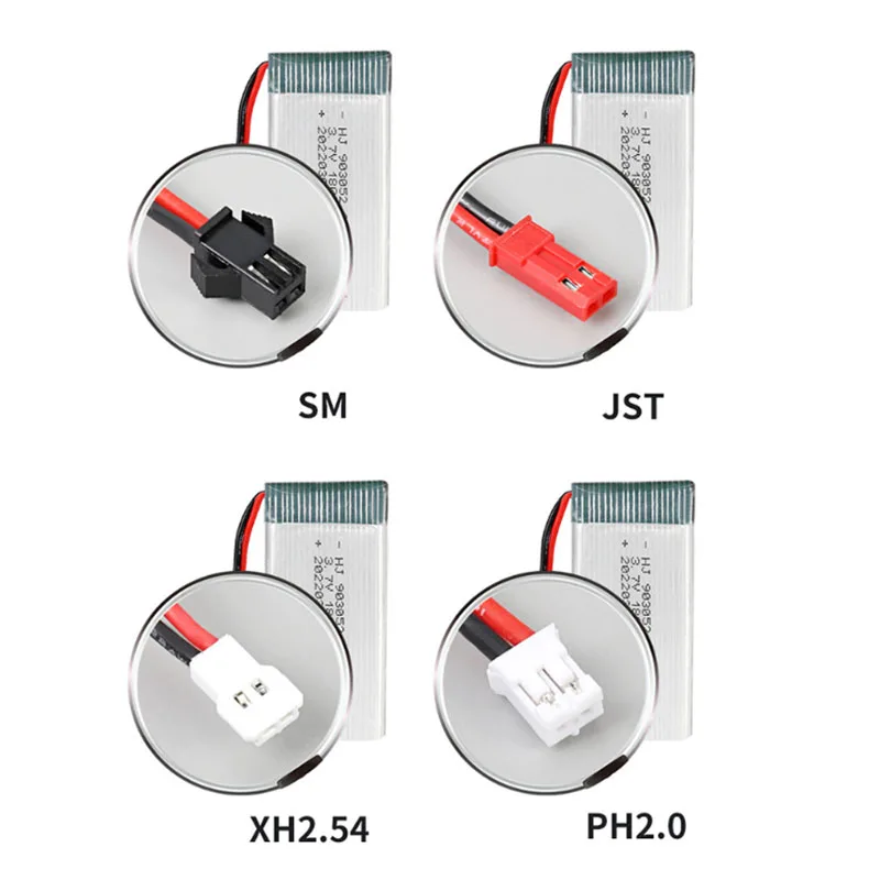 903052 Model Aircraft Battery 3.7V 1800mAh Lithium Polymer Battery 25C High Rate with Protection Plate SM JST PH2.0 XH2.54 Plug