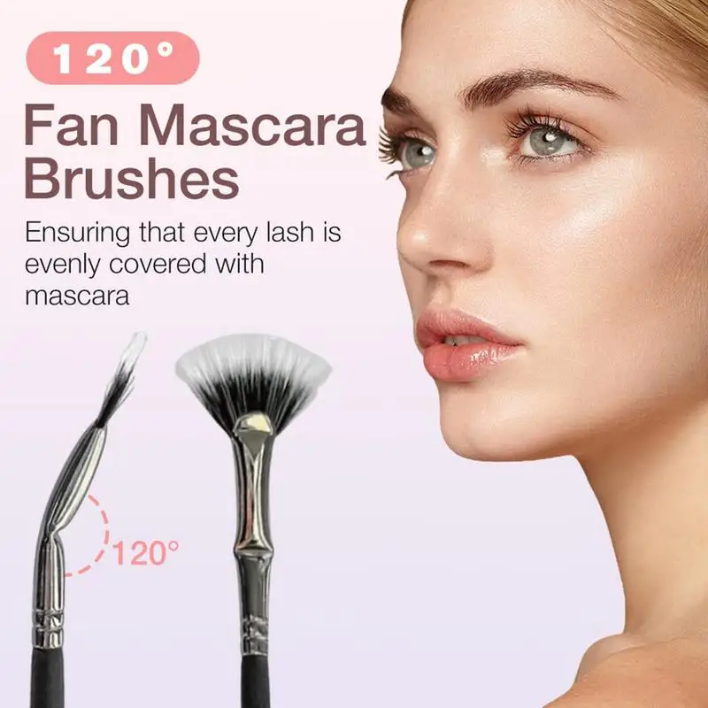 Mascare Fan Brush Angled Fan Lash Brush Scalloped Folding Fan Makeup Brush Eyelash Eyebrow Brush For Women Cosmetic Makeup Tool