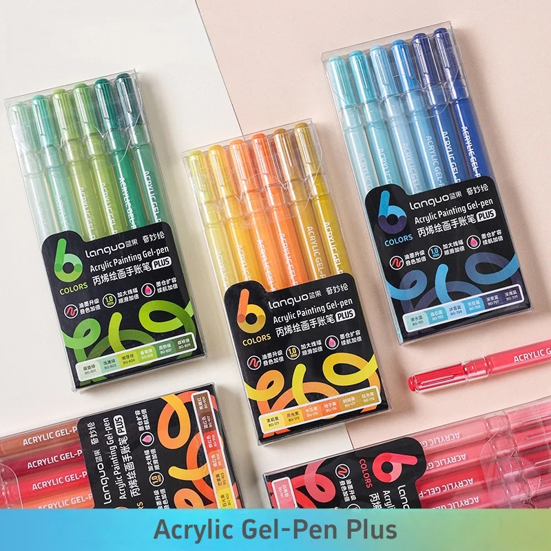 6pcs Acrylic Paint Markers Gel Ink Vintage Marker Liner 1.0mm Fine Tip DIY Craft Painting Drawing Stationery Gift A3113