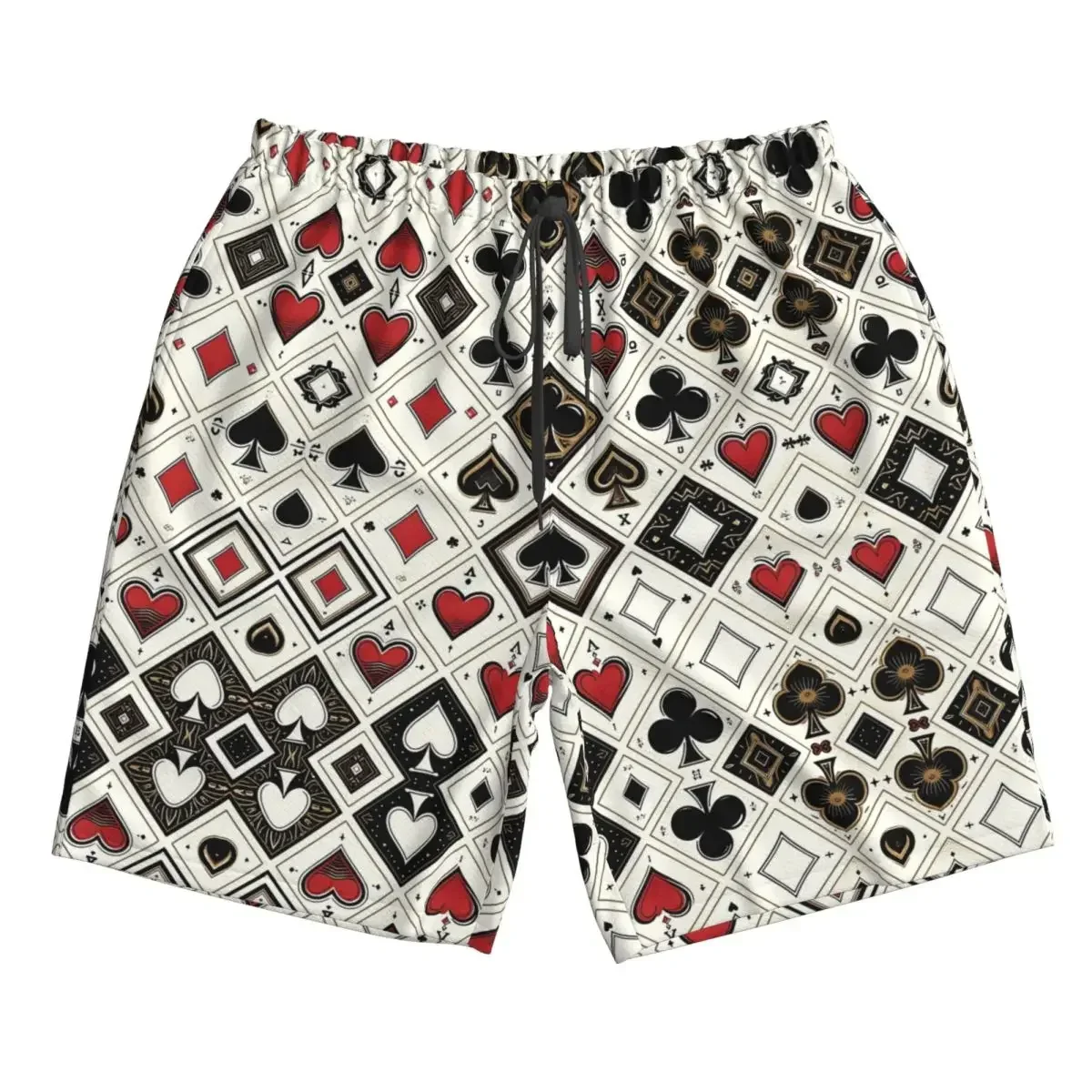 Casino Playing Card Symbols Diamond Heart Spade Clubs Trunks Beach Board Shorts Casual Quick Dry Swim Summer Men Pants