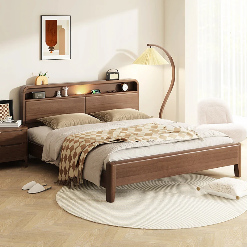 

Modern Minimalist Solid Wood Beds Nordic High-End Guesthouse Double Bed Designer Bedroom Furniture Slaapkamer Meubels FYBB