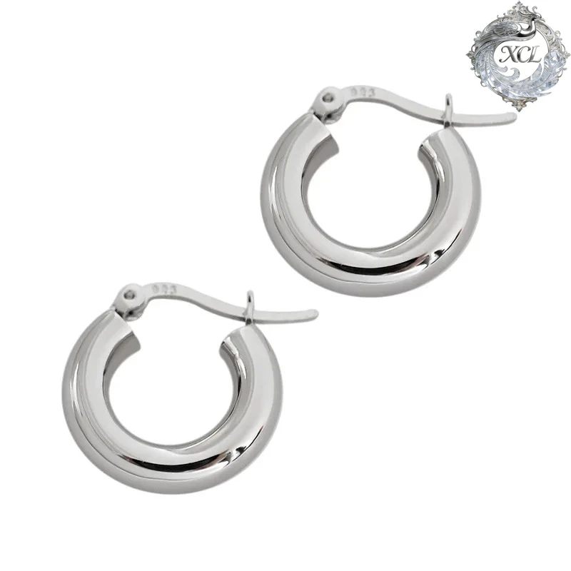 

Серьги-гвоздики XCL S925 из серебра, массивные круглые трубчатые, в стиле хип-хоп и рок, толстые маленькие серьги-гвоздики, нишевые повседневные украшения для женщин и девушек