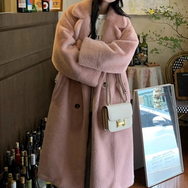 

Thickened Long Suit Collar Coat 2023 Autumn/Winter Fur Integrated Fur Environmental Protection Fur Women's Coat