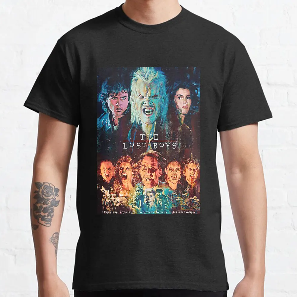 Retro The Lost Boys David Vampire graphic t shirts Santa Carla Scary Halloween tops Horror Movie tee large size Men's clothing