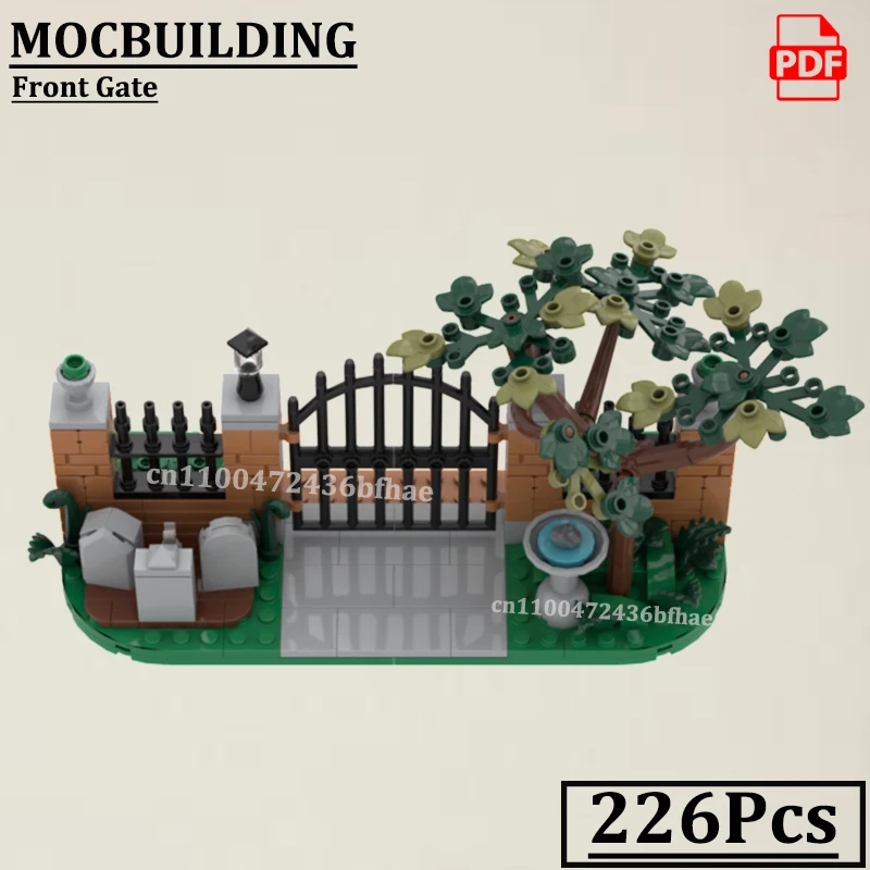 Gate Model Tomb Bricks Add-on for MOC-31167 MOCBUILDING Bricks Villa Fence Construction Toys Gift Bricks