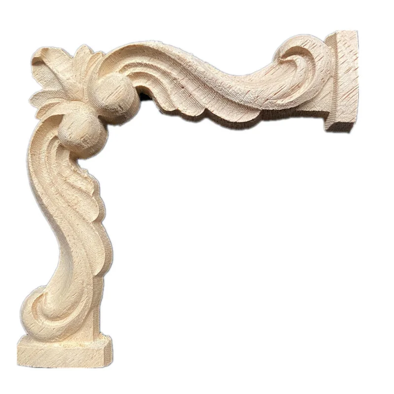 6-15cm Woodcarving Decal Corner Applique Frame Door Decor Wall Furniture Accessories Decorative Figurines Wood Miniature