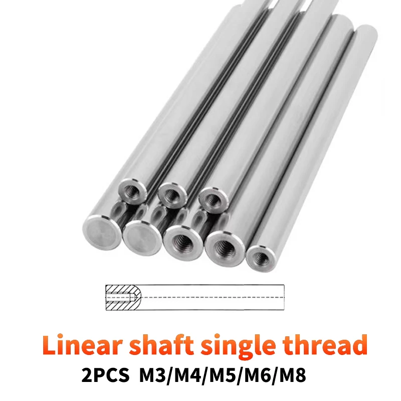 Linear shaft OD6/8/10/12/16/20mm Length100-550mm with One end of M3/M5/M8 thread hole depth of 8-16mm Chromed Harden Rod Shaft