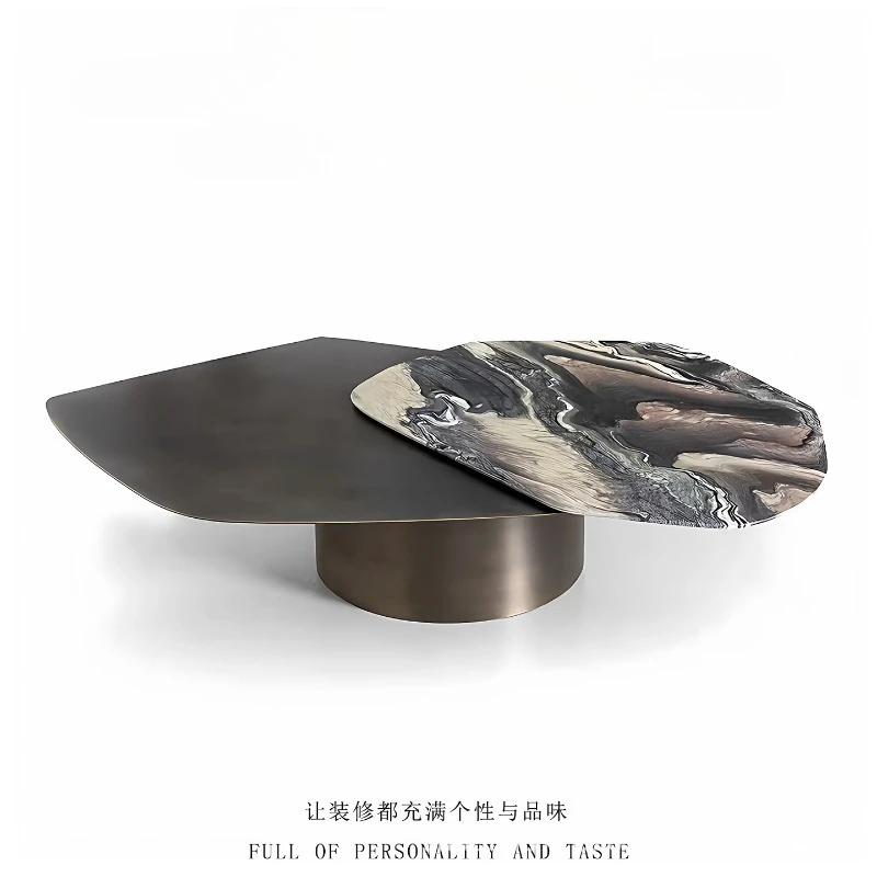 Italian light luxury marble rotating coffee table living room modern creative high-end special-shaped coffee table for home use