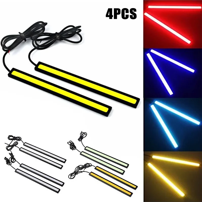 4Pcs Car Decorative Lamps Strips 12 Volt Cool White LED Courtesy Car Boat Atmosphere Lamp Waterproof Signal Light Marine Grade