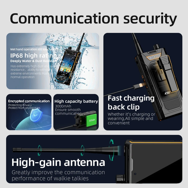 KSUN AL100 IP68 Waterproof Dustproof Walkie Talkie Rugged Phone Digital Analog 4G Network Tri Mode Two Way Radio