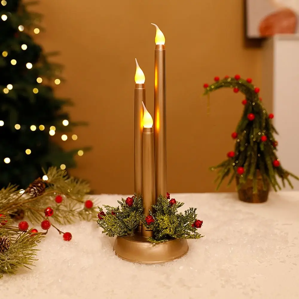 Velas LED navideñas Retro, vela eléctrica de plástico luminosa, candelita parpadeante, elegante vela simulada