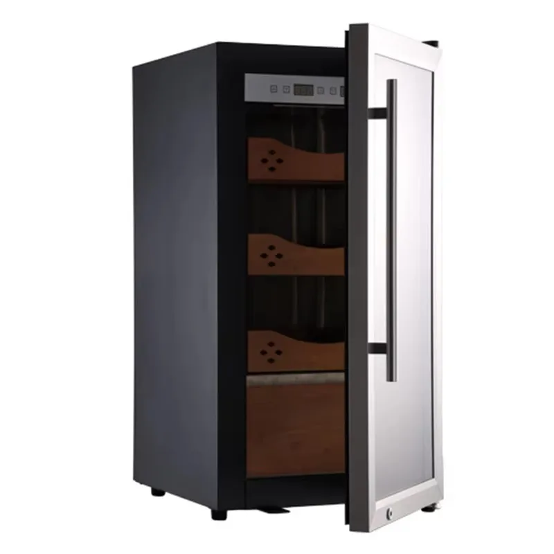 

Vanace 62L Mini Electric Compressor Stainless Steel Cigar Humidor Cabinet Spanish Cedar Refrigerator for Hotel Use