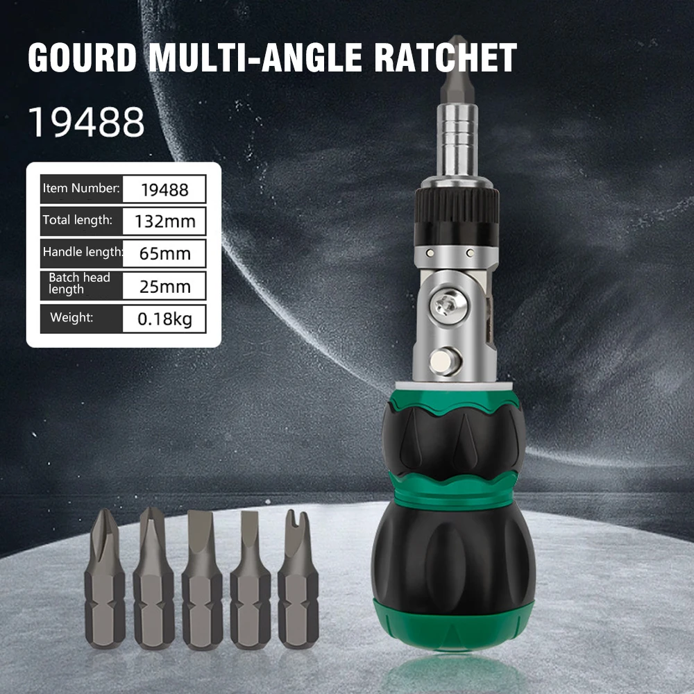 Steel Ratchet Screwdriver Set Repair Tool Kit Adjustable Screwdriver Bit Multifunctional Hand Tools For Home Repair Green