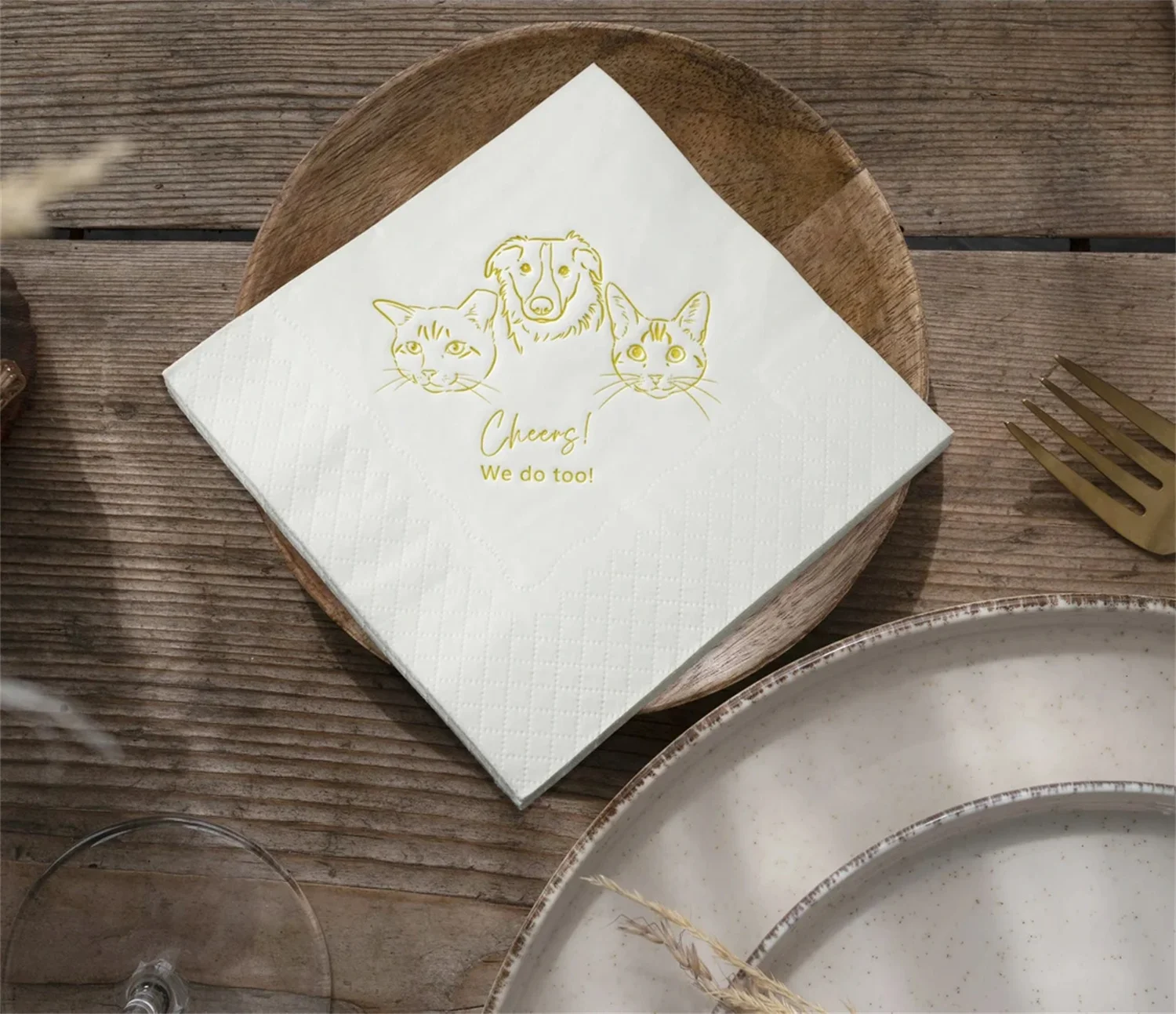 50 PCS Custom PET Cocktail Napkins, Dog Napkins, Puppy Napkins, Cat Napkins, Kitten Napkins