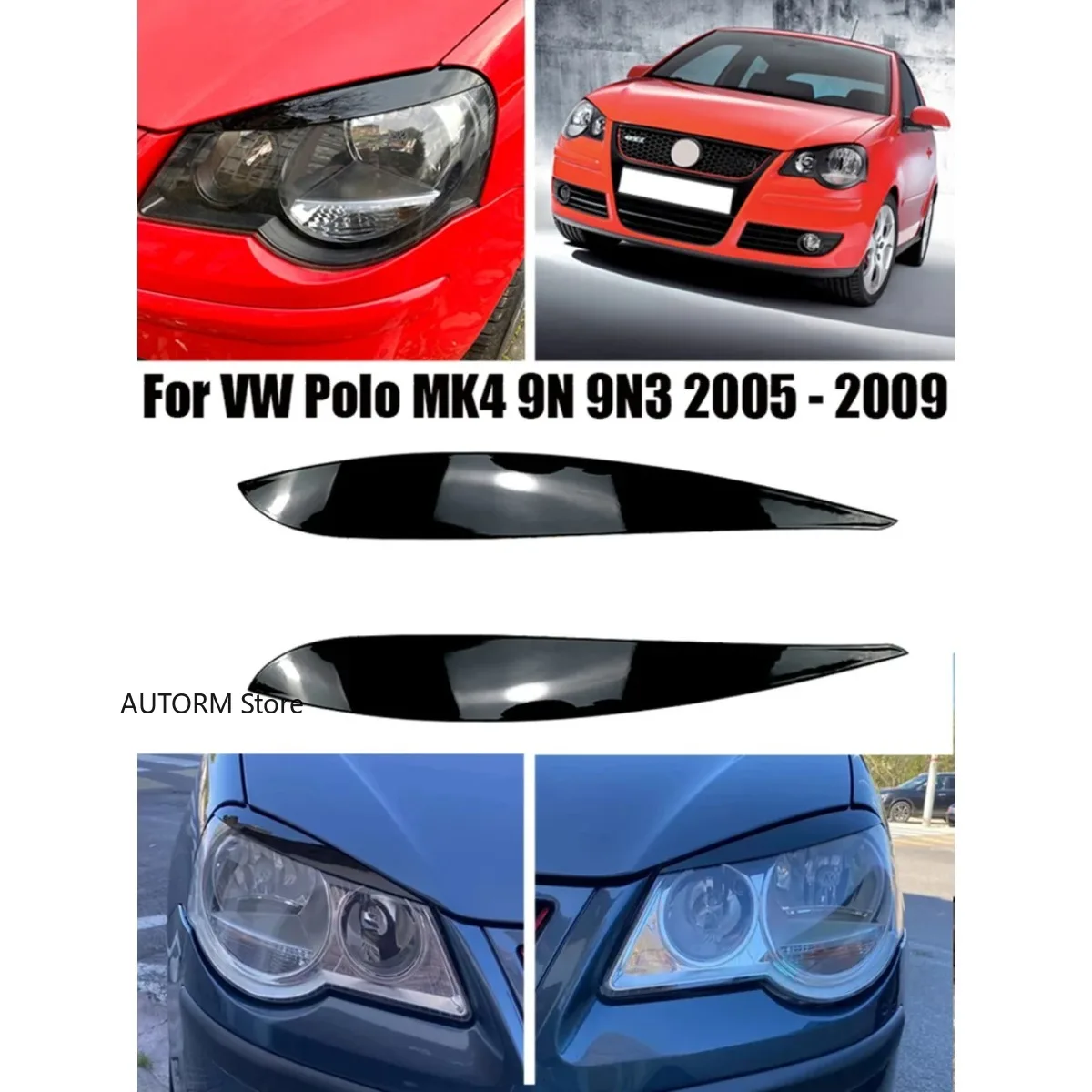 

Накладки на веки для фар, брови для Volkswagen для VW POLO 4 MK4 9N 9N3 2005-2009, наклейки на крышки для глаз, комплект кузова, вид из углеродного волокна