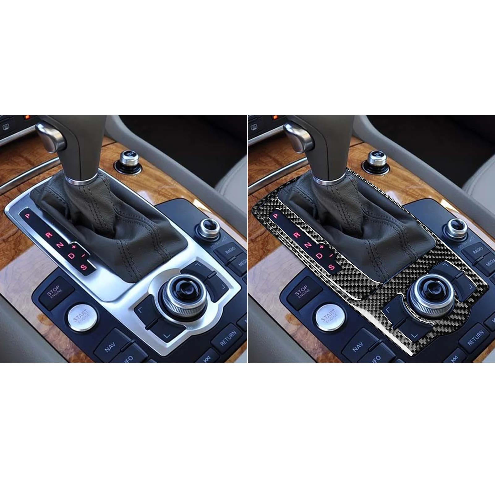 Picture 5: For Audi Q7 2007 2008 2009 2010 2011 2012 2013 2014 2015 Gear Shift Knob Control Panel Frame Real Carbon Fiber Car Accessories