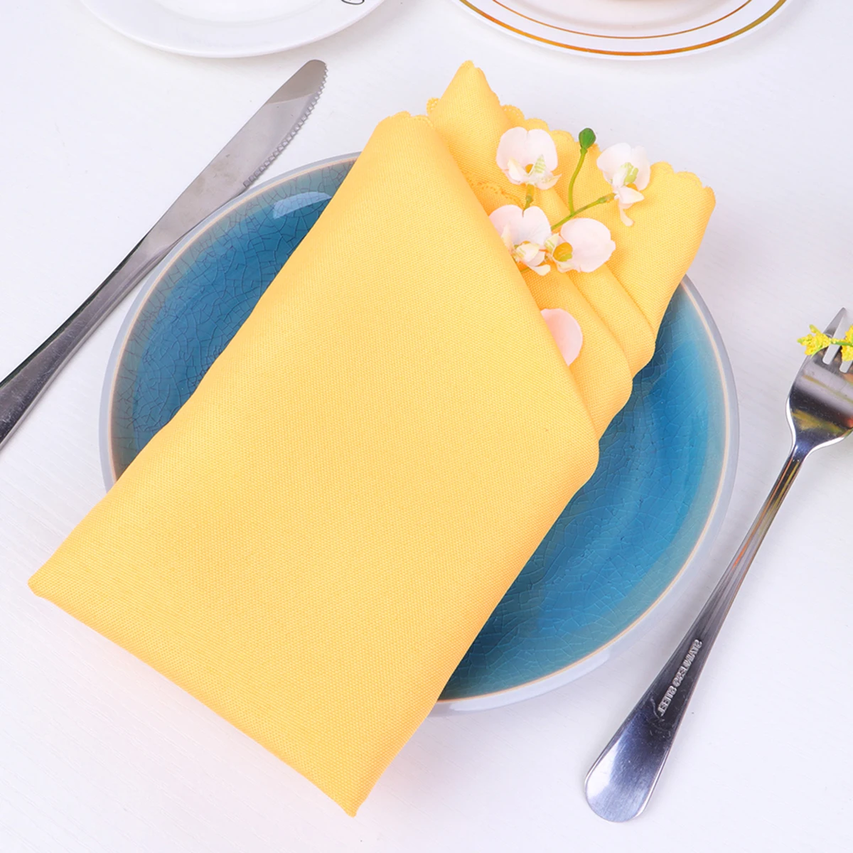

Solid Color Napkin Cloth Washable Linen Placemat Banquet Red Simple Style Tableware Pad Elegant Dinner Useful