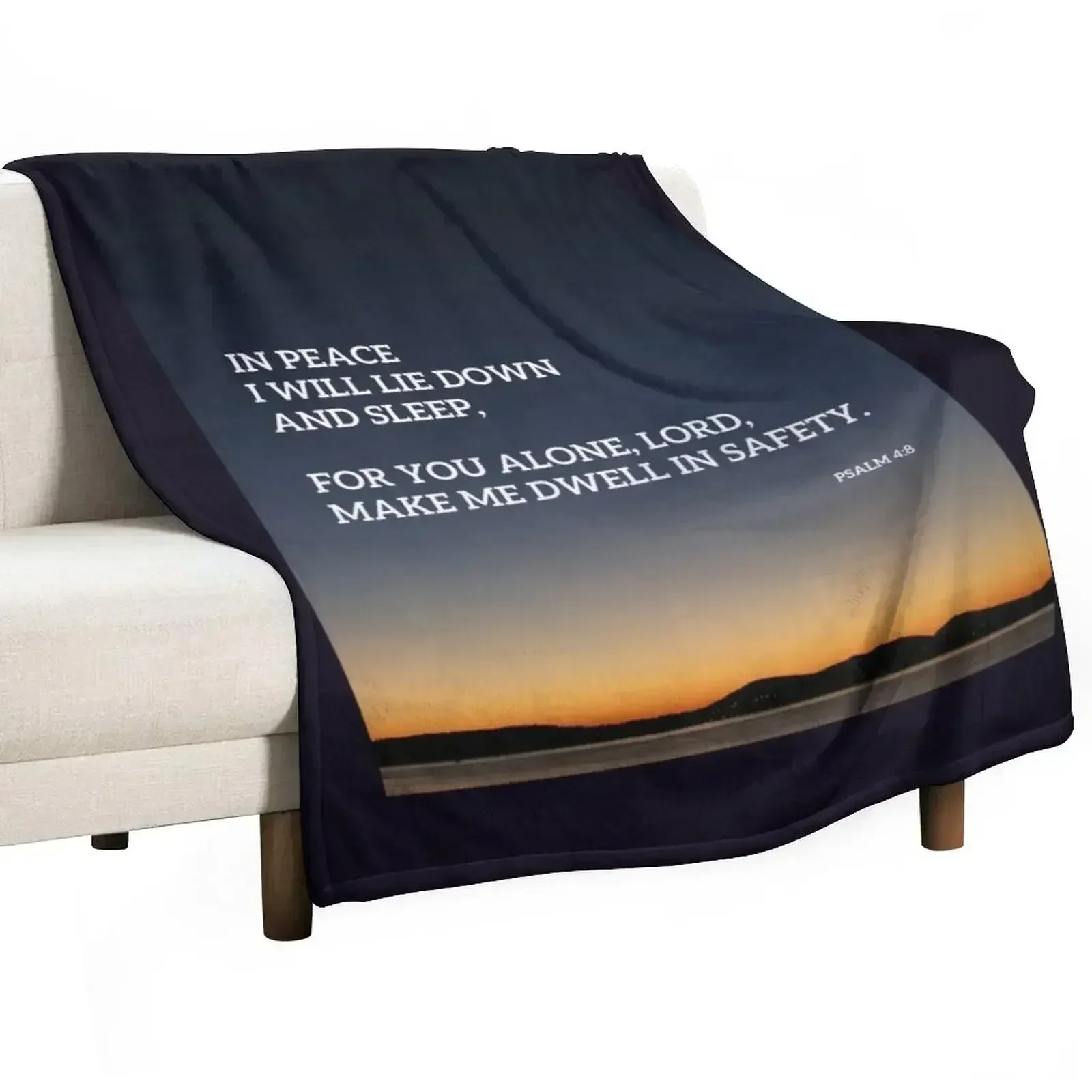 In Peace I will lie down and Sleep: Psalm 4 for a Good Rest. Gifts for Christians Throw Blanket Winter beds Flannel Blankets