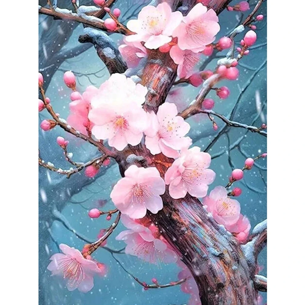 Blumen-Diamantgemälde, Kirschblüten, voller Diamanten, Stickerei, Baum, Neuheiten 2025, Mosaikbild aus Strasssteinen