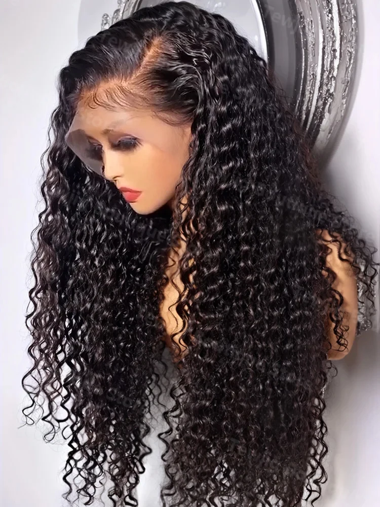 

Парик из натуральных бразильских волос, плотность 200, глубокая волна, 13x4, с кружевной передней частью, 30 дюймов, кудрявые волны, HD 360, полностью кружевной, без клея