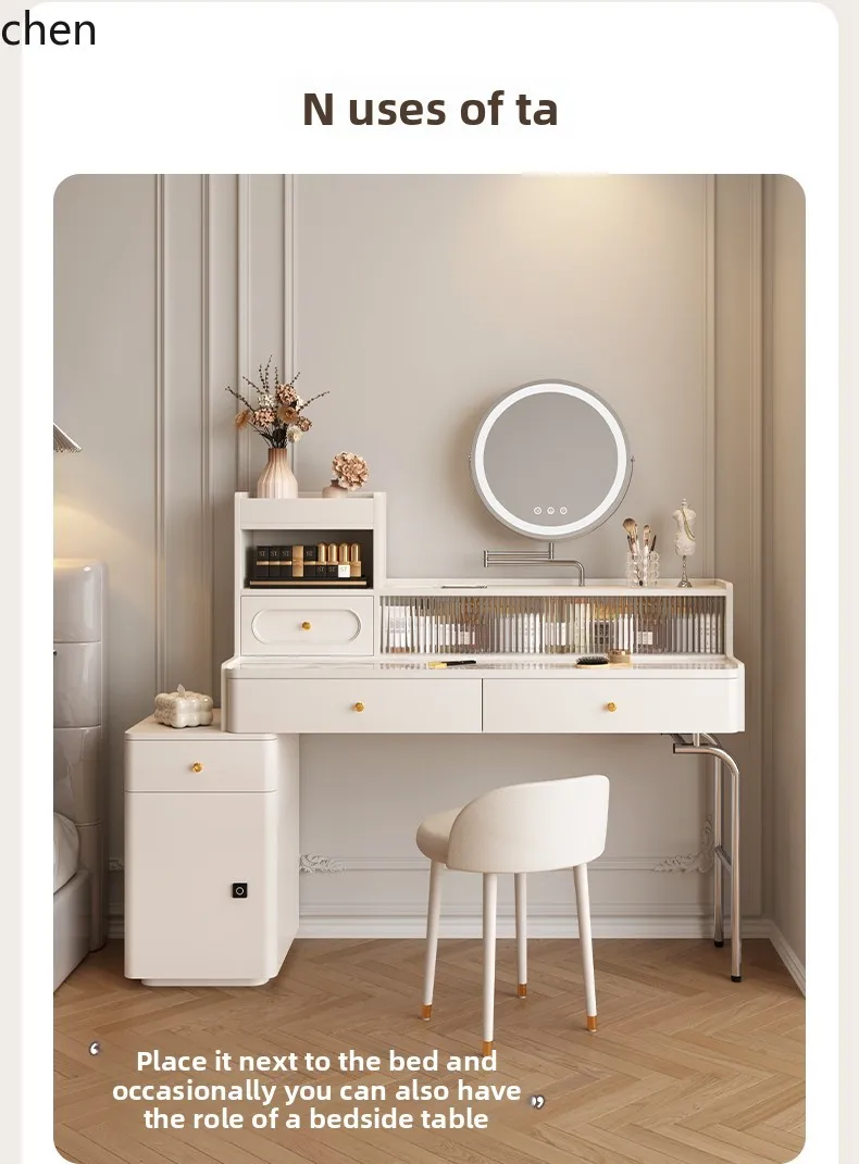 ZML خزانة من الخشب الصلب لغرفة النوم، طاولة مكياج حديثة وبسيطة #5