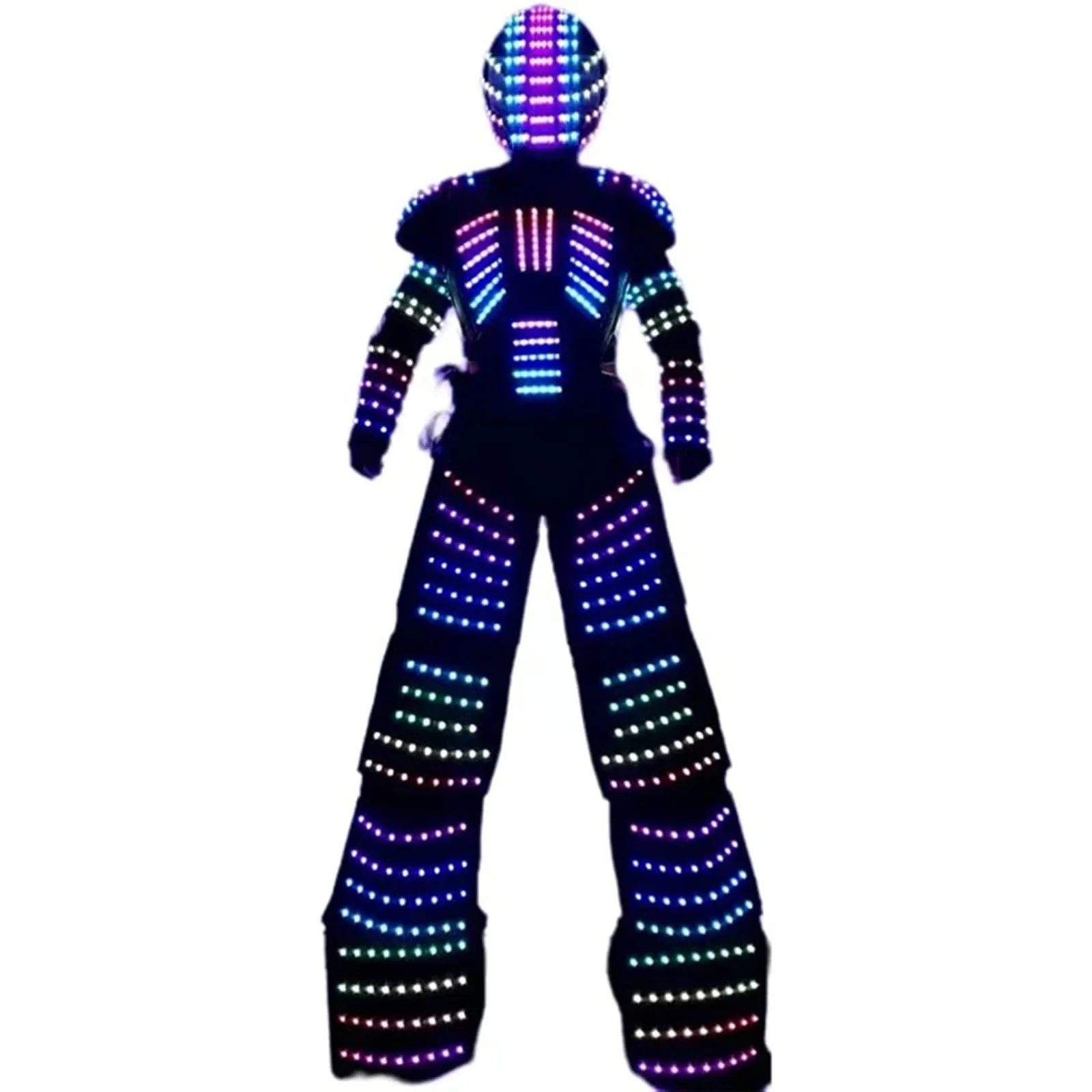 زي روبوت LED ملابس سترة مضيئة لأداء ركائز الكبار DJ تضيء ملابس الحفلات خوذة