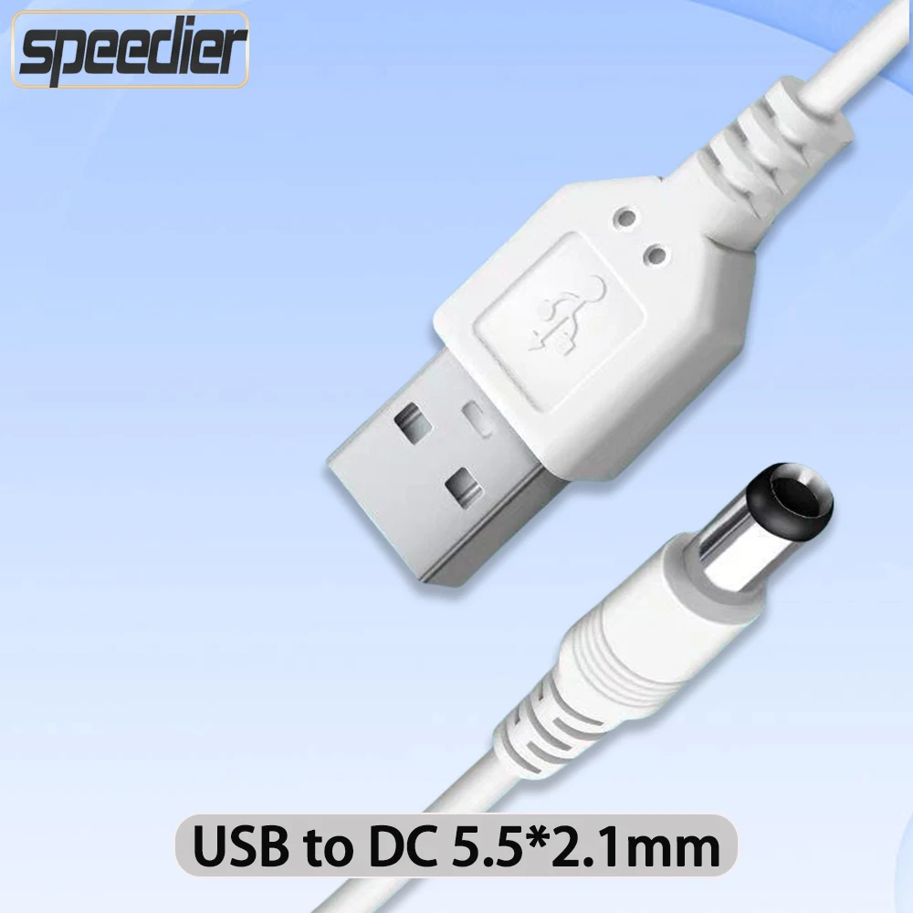 

White USB To 5.5*2.1mm /DC 5521 5.5x2.1mm 5.5 mm x 2.1 mm 5.5mm/2.1mm Jack Plug DC Power charging charge Adapter Cable 1M 3FT