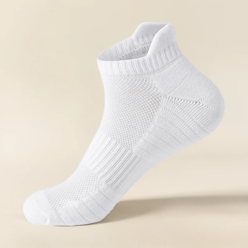 

1 Pair Men's Ankle Socks Athletic Running Socks Low Cut Sports Socks Cotton Solid Color Mesh Breathable Cushioned Tab Socks