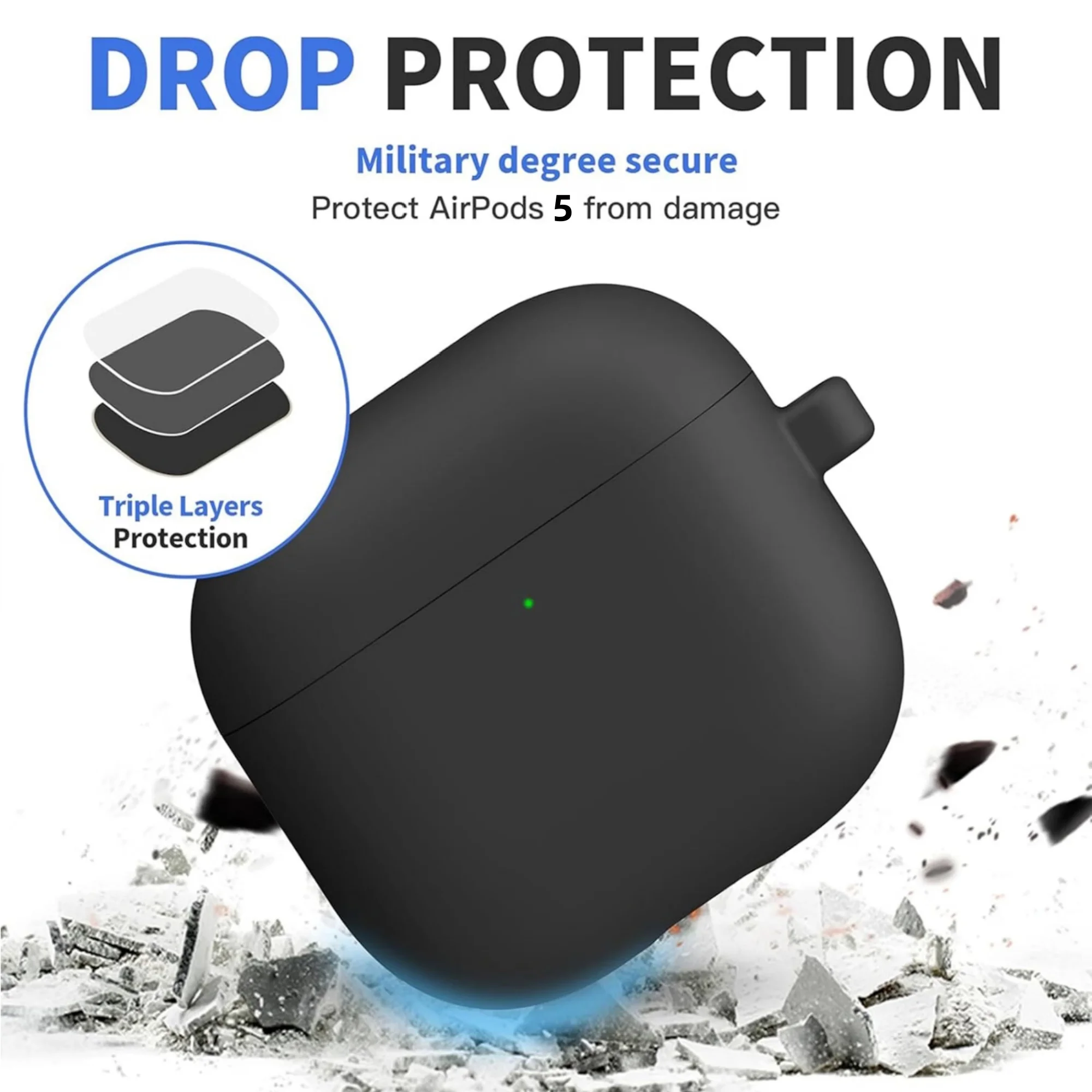 Soft Silicone Case for AirPods 5/4 with Cleaner Kit Full-Body Protective Earphone Accessories with Keychain for AirPods 5/4/Pro3