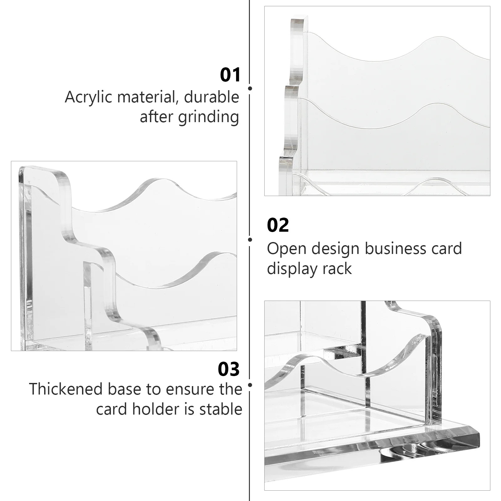

Business Holder Transparent Acrylic Desktop Storage Box Office Cards Organizer Stable Anti Slip Base Display Stand
