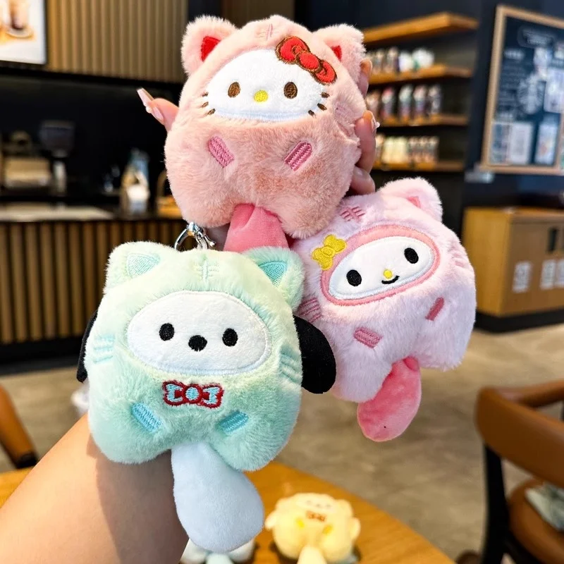 Nowa 15cm Pluszowa Lalka Kuromi Cinnamoroll Melody Pochacco Purin Kawaii Anime Gadżety Zabawka Zawieszka do Torby Brelok Prezent Niespodzianka