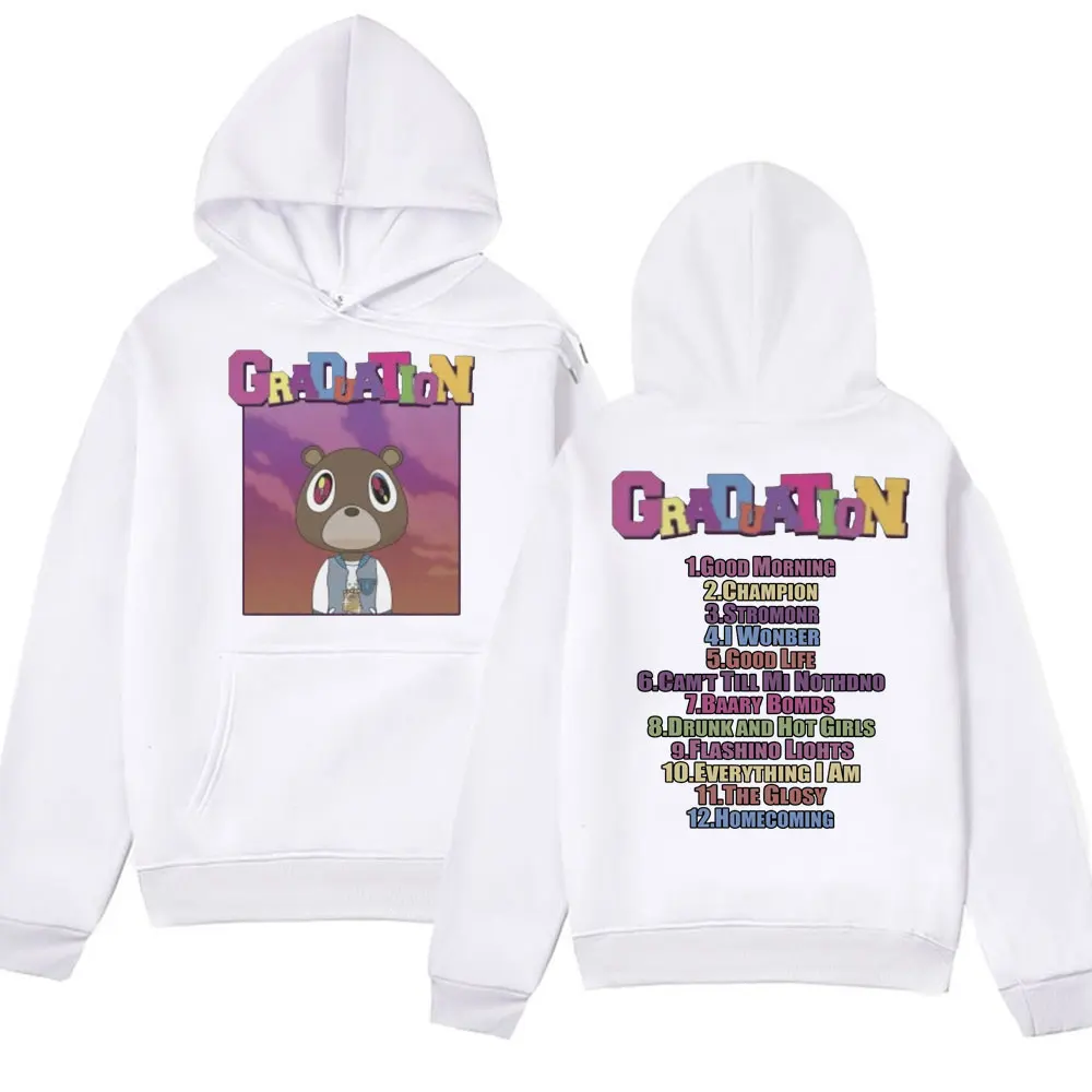 Hip Hop Rapper Kanye West Graduation Hoodies Men\'s Women Vintage Harajuku Hooded Sweatshirts Winter Fleece Pullover Streetwear