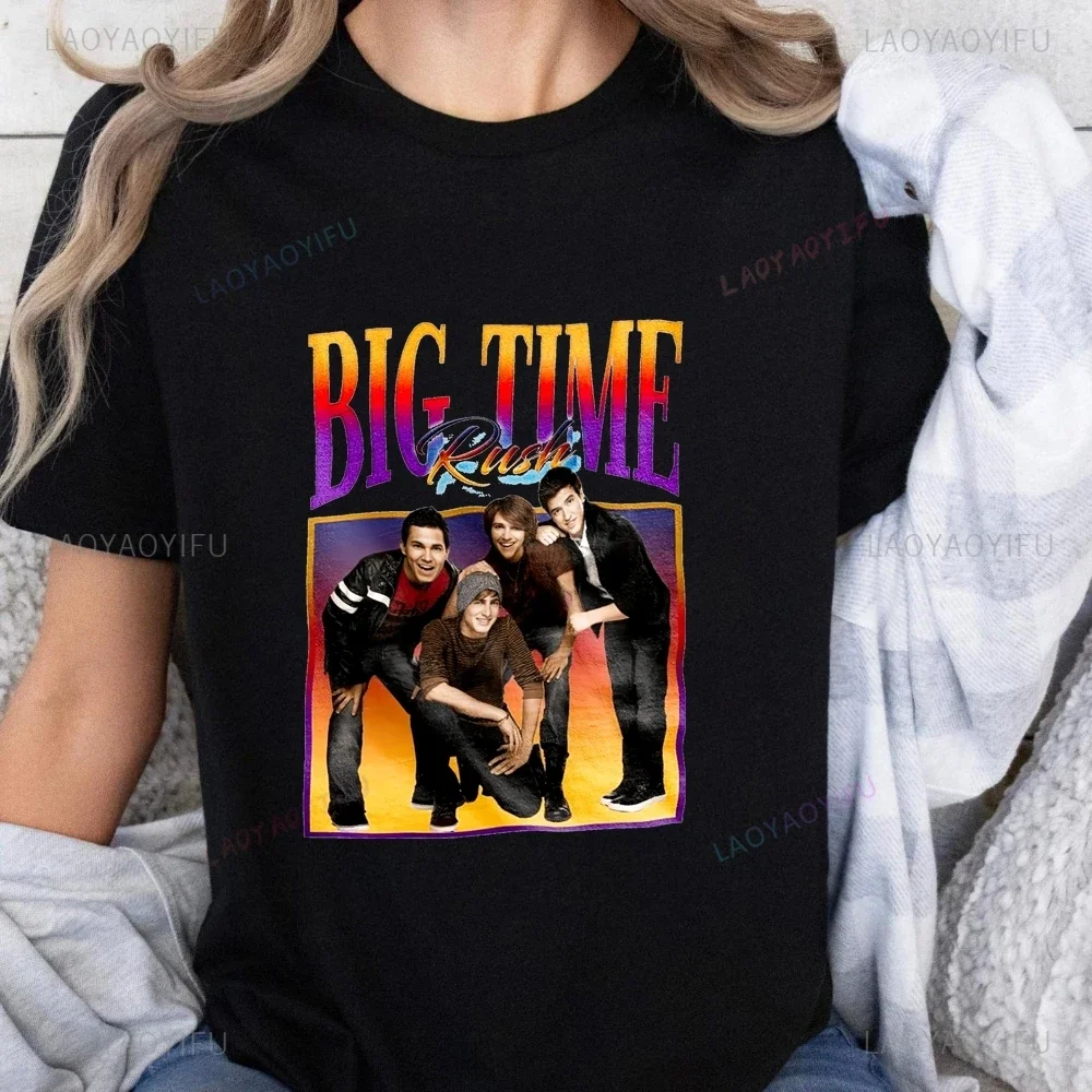 Loose Casual BTR Band Printed T-shirt Top Big Time Rush Neutral Trend Harajuku Short Sleeve Unisex Shirt Pattern Large T-shirt