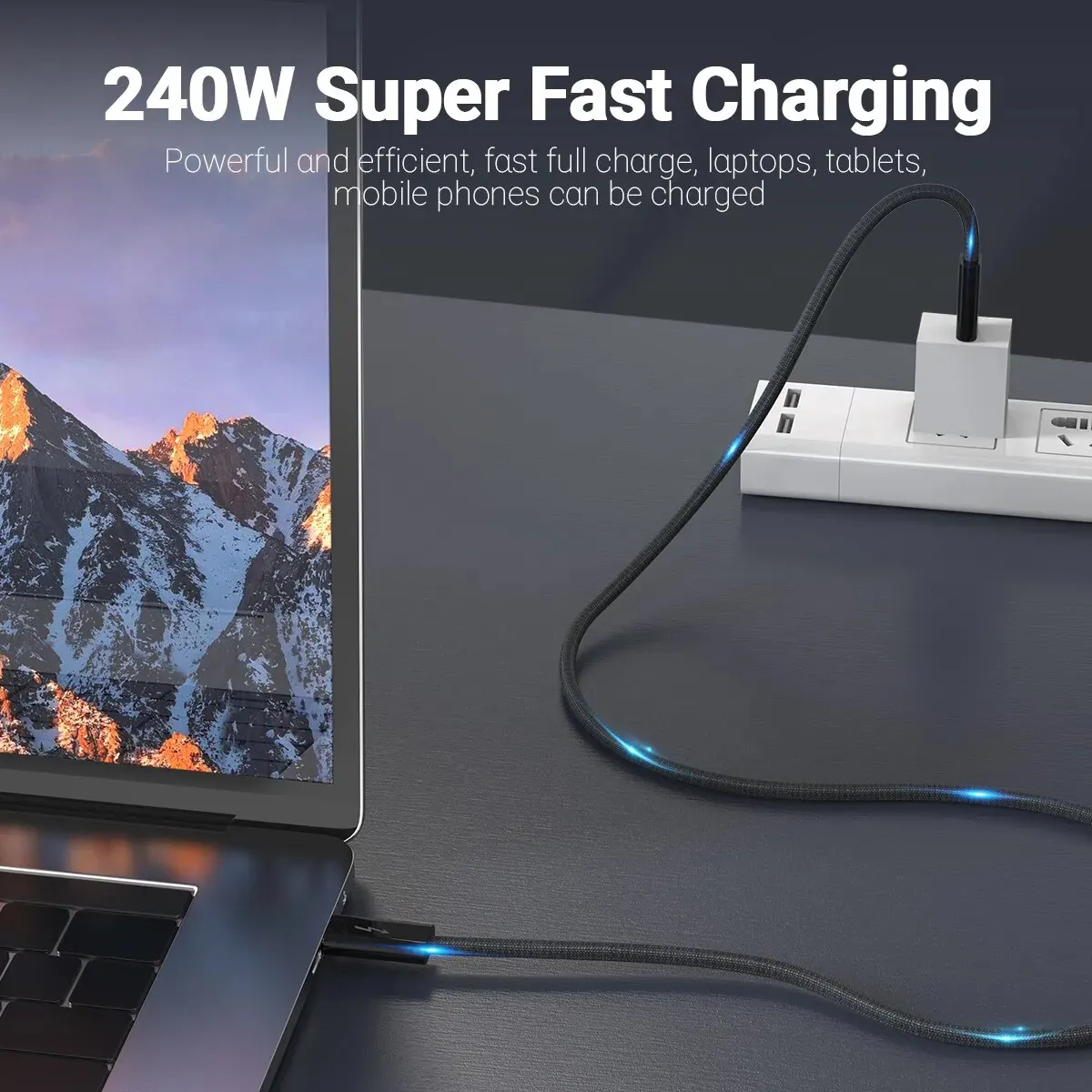 USB 4.0 Type-C Data Cable 240W Fast Charging Cable with 40Gbps Speed 8K HD Video Support Thunderbolt 3/4 for Phone Switch iPad