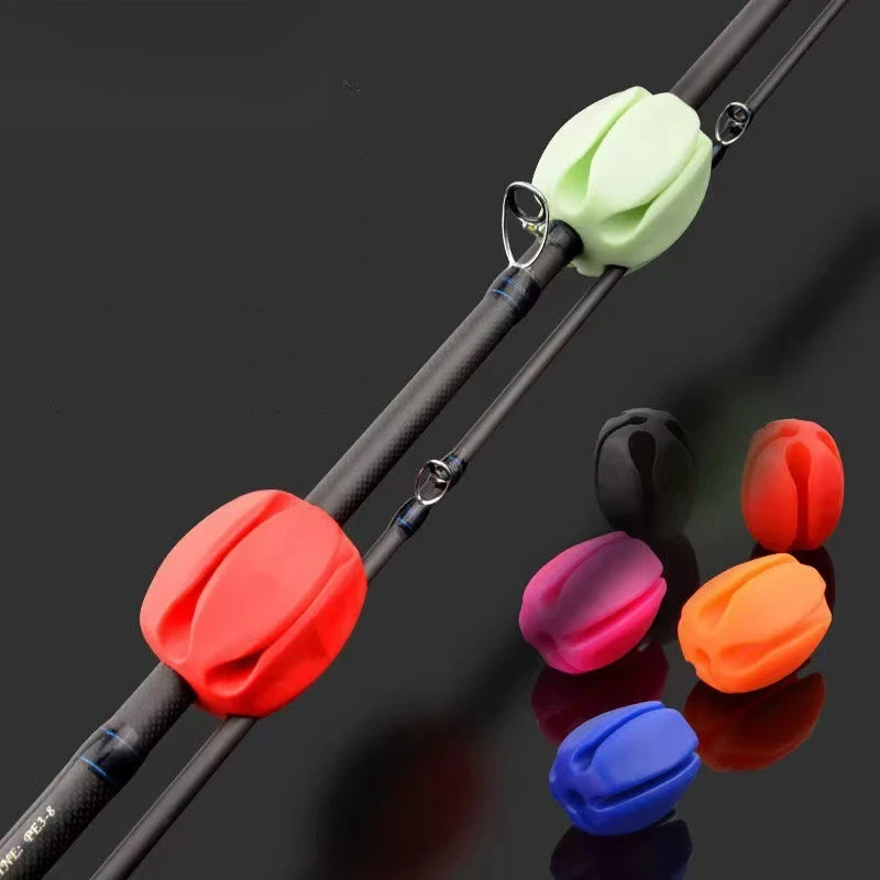 2Pcs Fishing Rod Fixed Ball Rod Pods Mini Protection Anti-Collision Retractor Holder Fishing Rod Stopper Silicone Tackle