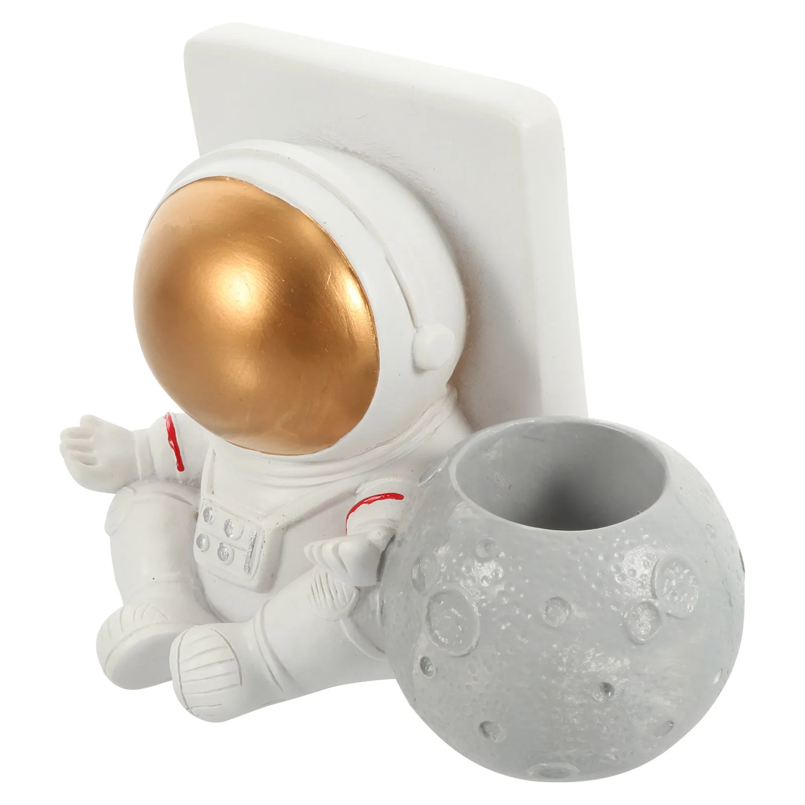 

Astronaut Ornaments Decorative Phone Stand Miniature Adornment Resin Cell Holder Pen White