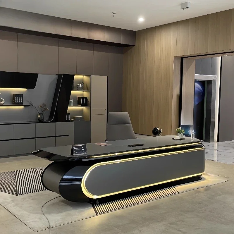 Luxury Combination Computer Desks Organizer Floor Design Secretary Modern Office Desk Wood Work Boss Escritorio Desk Furniture