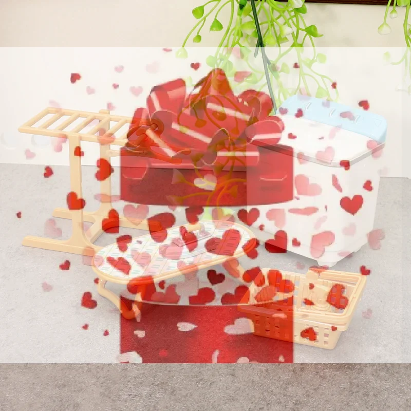 1:12 Dollhouse Miniature Washing Machine Clothes Drying Rack Iron Laundry Set Decor Toy Doll Furniture Kid's Pretend Play Toy