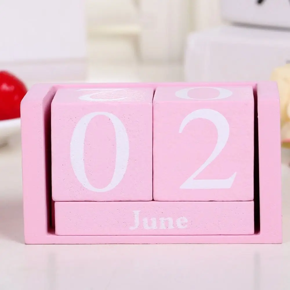 MDF Wooden Perpetual Calendar Pastoral Style Eternal Blocks Building Blocks Calendar Perpetual Calendar Month Display