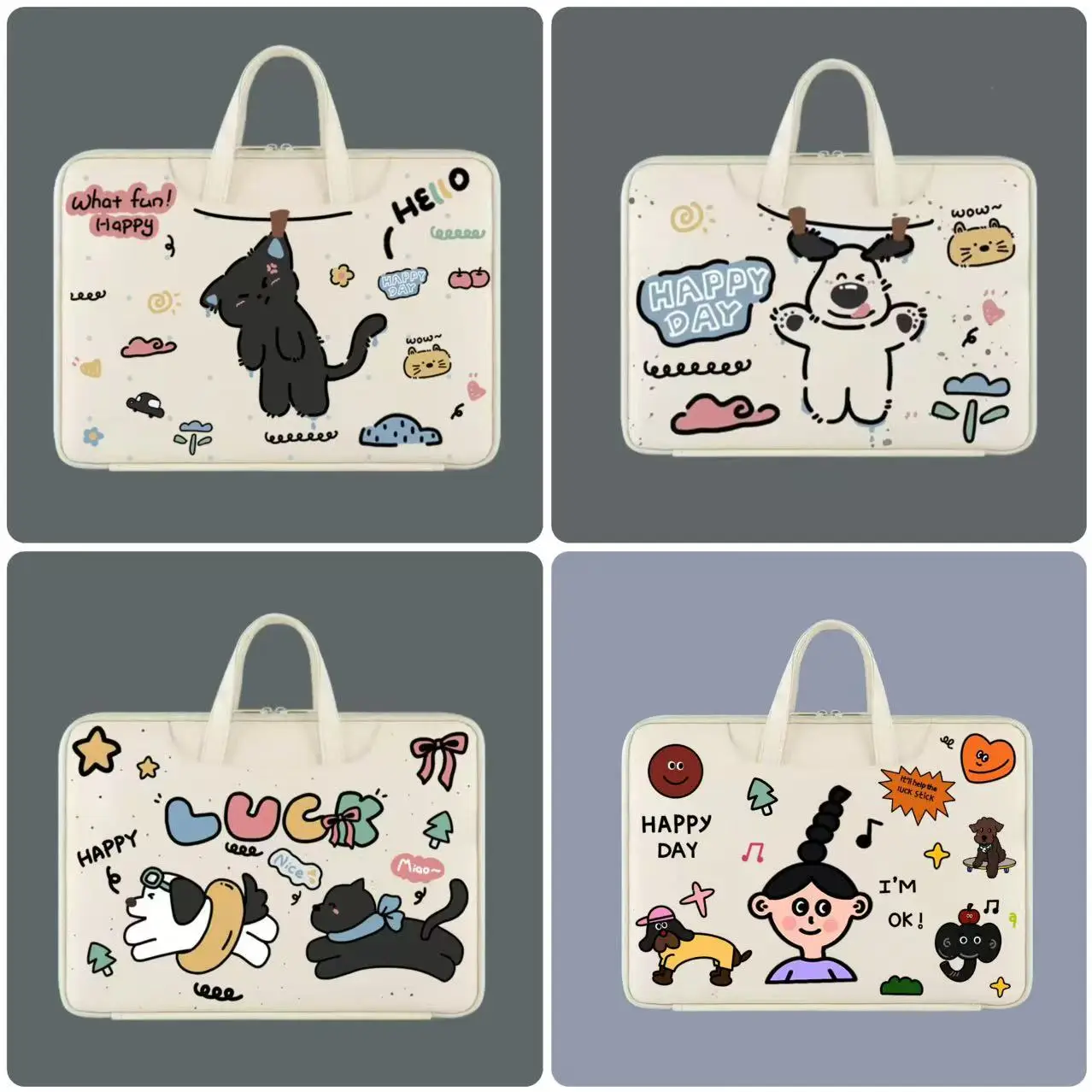 

Cute Laptop Bag 13.3 14 15 15.6 Inch Waterproof Shockproof Notebook Pouch For Macbook Air Pro 13.6 16 Dell Xiaomi Huawei Handbag