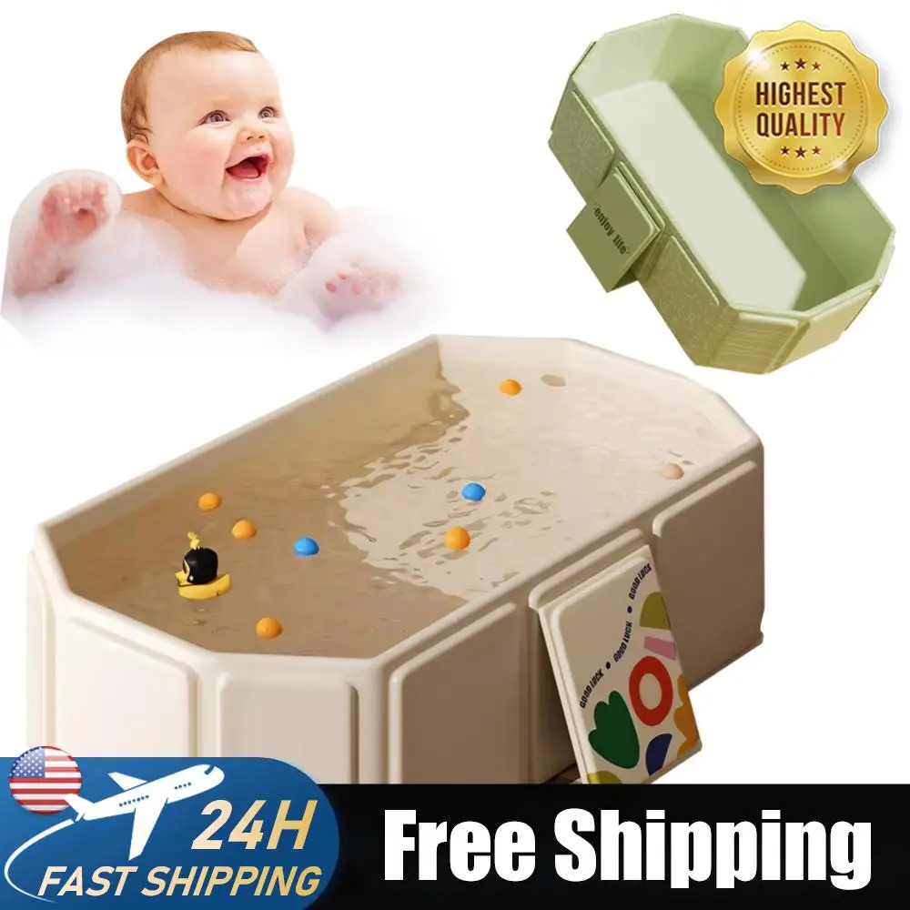 

1PC Portable Thickened Foldable Bathtub (Green or White), Non-slip Base, Suitable for Travel and Small Spaces