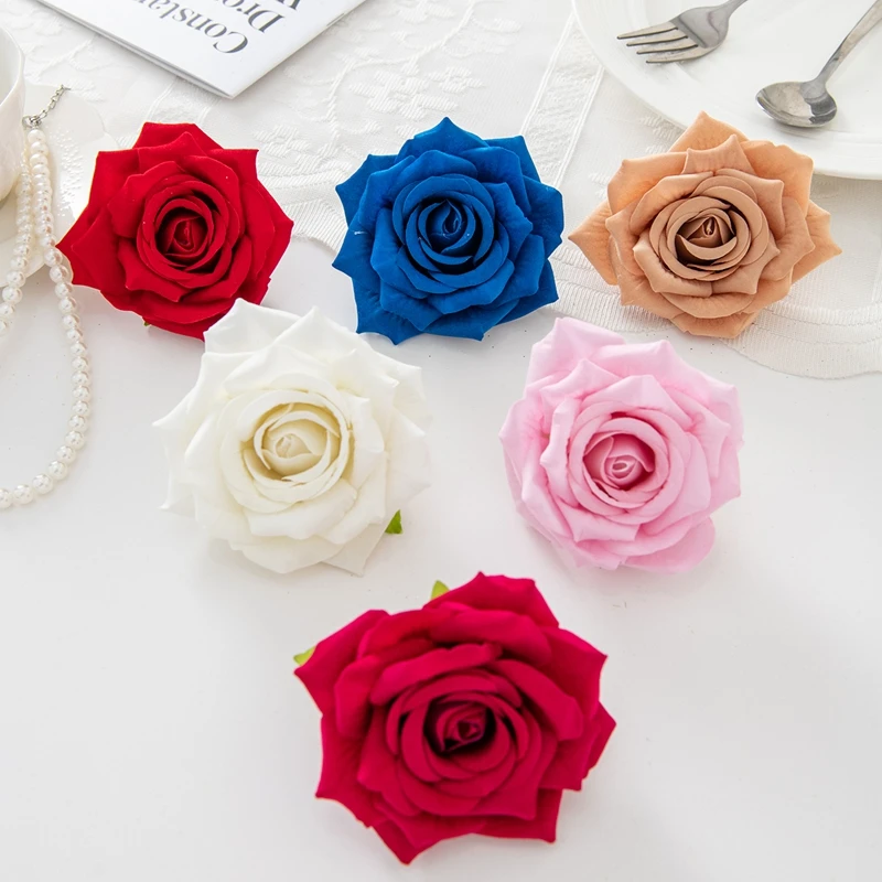 50 Stück Künstliche Blumen Flanell-Rosen Heim Schlafzimmer Wanddekorationen Zarte Hochzeits-Brautaccessoires Schöne Garten-DIY-Geschenke – Detail 3