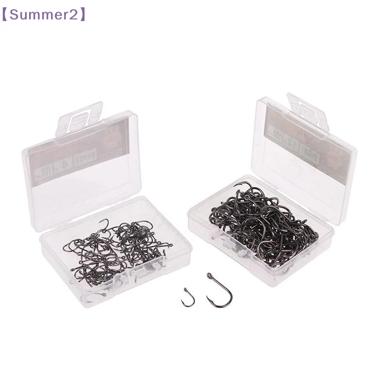 【Xia2】100Pcs/Box 3#-12# High Carbon Steel Fish Hook Durable Barbed Fishing Hooks With Ring For Carp Fishing Accessories{S}