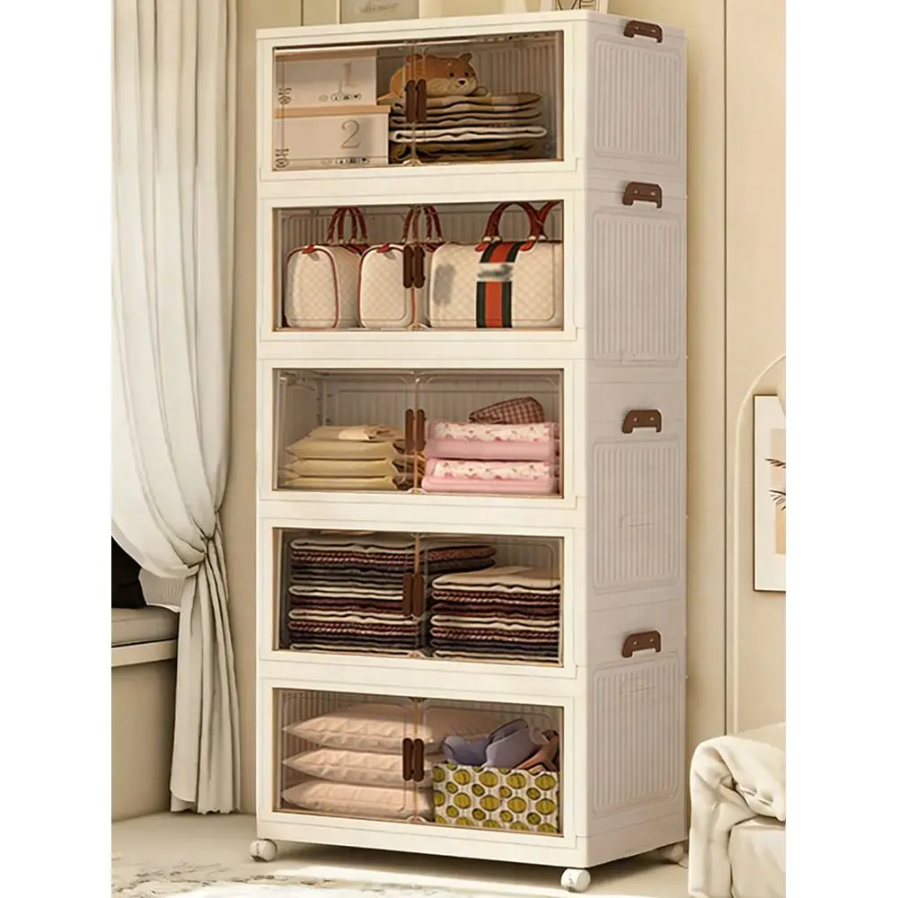 

Plastic Storage Bins, Foldable Storage Bins With LIDS And Wheels, Foldable Storage Boxes With Doors, Closet Storage And Storage