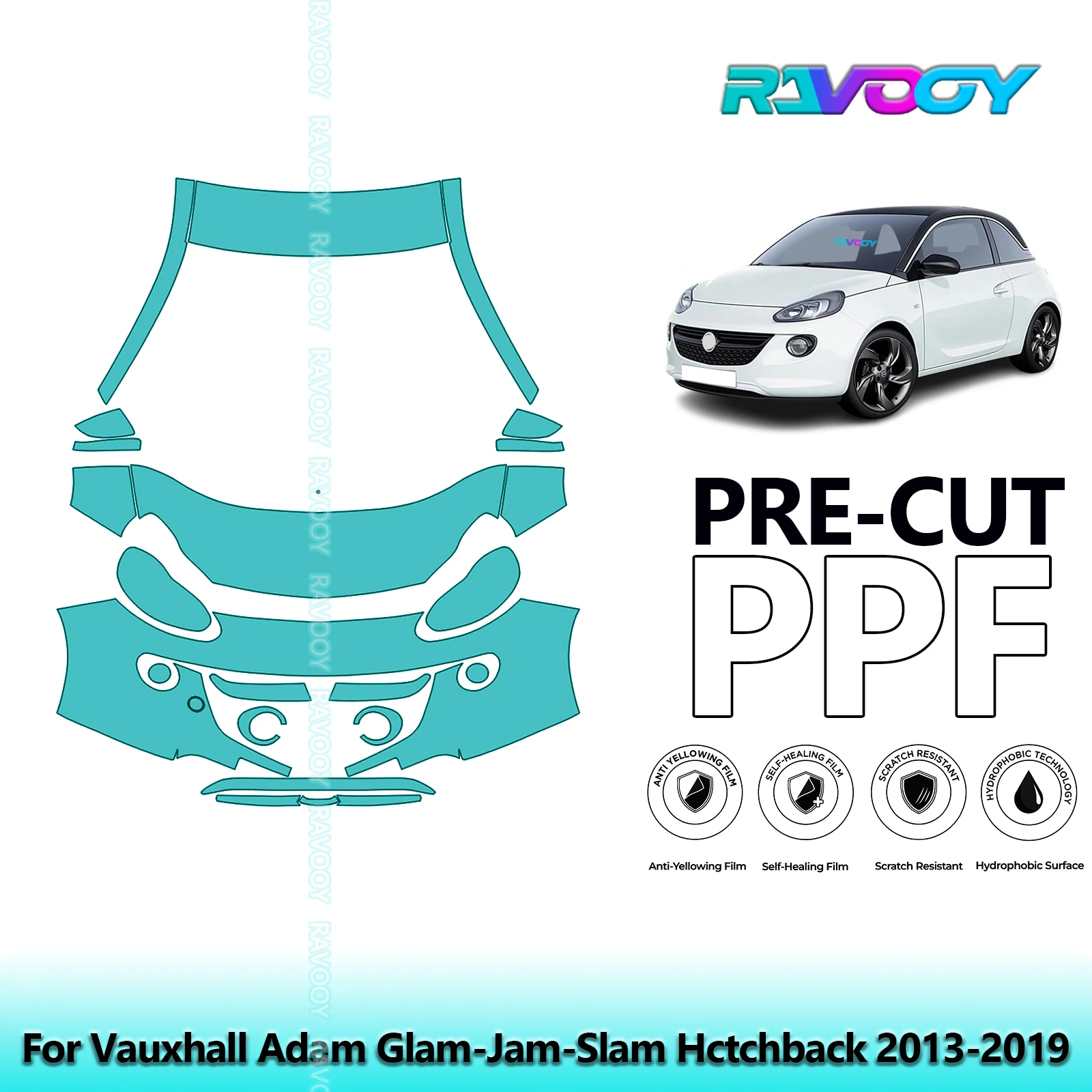 

Car Front Kit Clear Bra Precut PPF Paint Protection Film For Vauxhall Adam Glam-Jam-Slam Hctchback 2013-2019